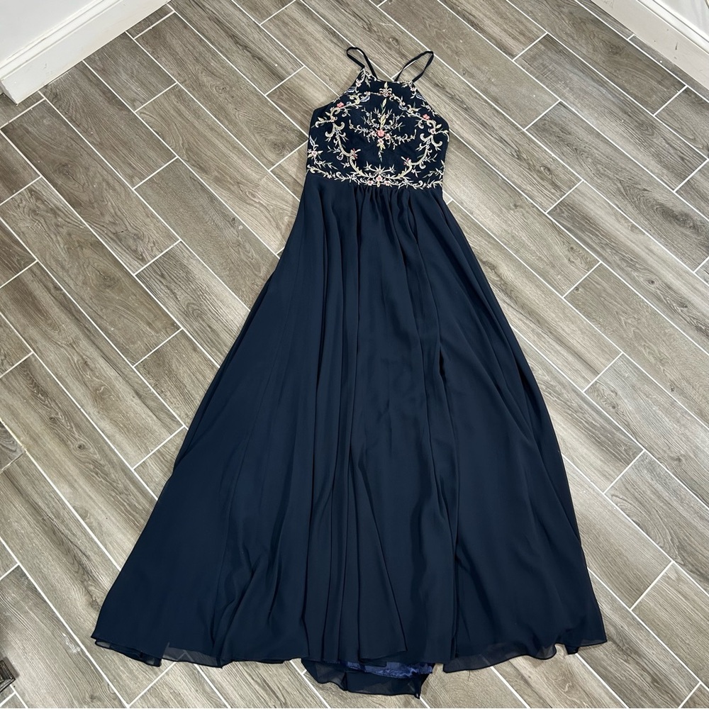 Alyce Paris Prom Dress Style 1552 Size 12 Color Midnight Halter Neckline New